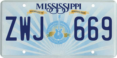 MS license plate ZWJ669