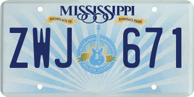 MS license plate ZWJ671