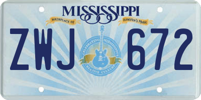 MS license plate ZWJ672