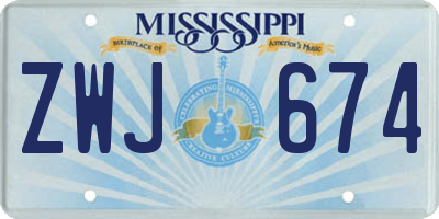 MS license plate ZWJ674