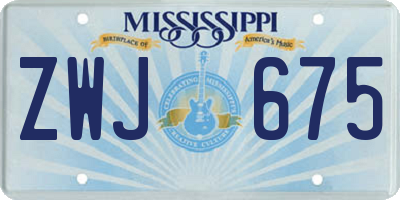 MS license plate ZWJ675