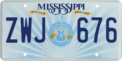 MS license plate ZWJ676