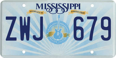 MS license plate ZWJ679