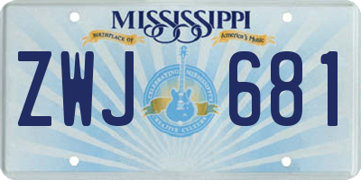 MS license plate ZWJ681