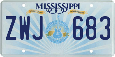 MS license plate ZWJ683