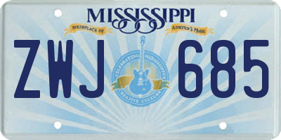 MS license plate ZWJ685