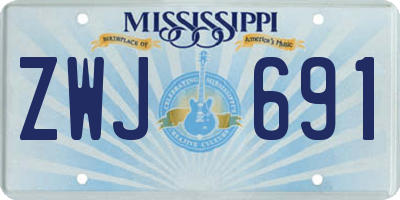 MS license plate ZWJ691