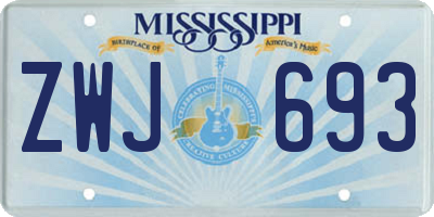 MS license plate ZWJ693