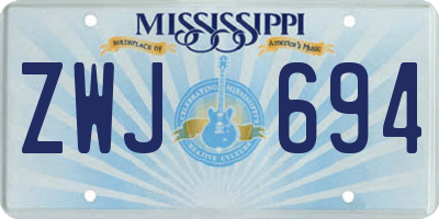 MS license plate ZWJ694