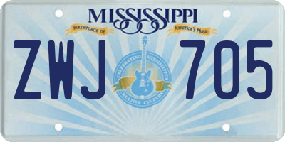 MS license plate ZWJ705