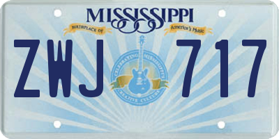 MS license plate ZWJ717