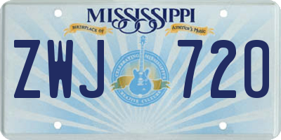 MS license plate ZWJ720
