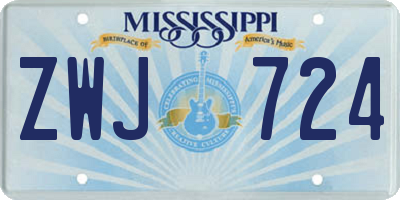MS license plate ZWJ724