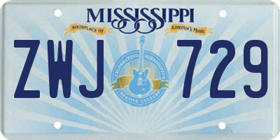 MS license plate ZWJ729