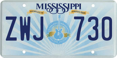 MS license plate ZWJ730