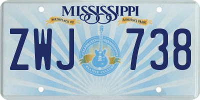 MS license plate ZWJ738