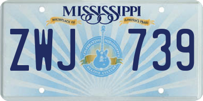 MS license plate ZWJ739