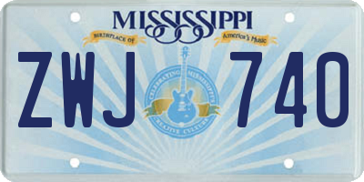 MS license plate ZWJ740