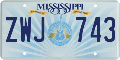 MS license plate ZWJ743