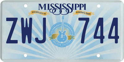 MS license plate ZWJ744