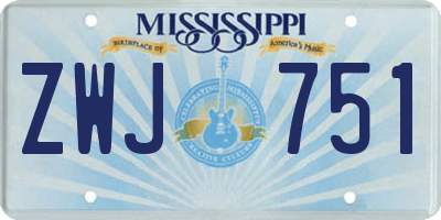 MS license plate ZWJ751