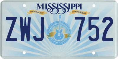 MS license plate ZWJ752