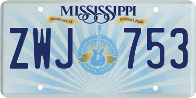 MS license plate ZWJ753