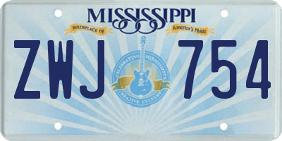 MS license plate ZWJ754