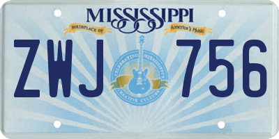 MS license plate ZWJ756