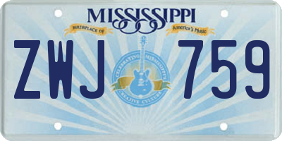 MS license plate ZWJ759