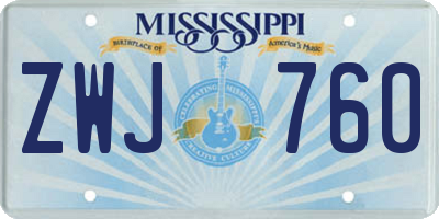 MS license plate ZWJ760