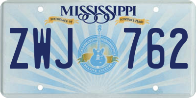 MS license plate ZWJ762