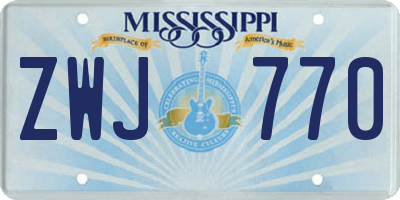 MS license plate ZWJ770