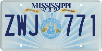 MS license plate ZWJ771