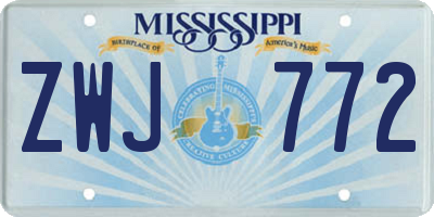 MS license plate ZWJ772