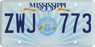 MS license plate ZWJ773