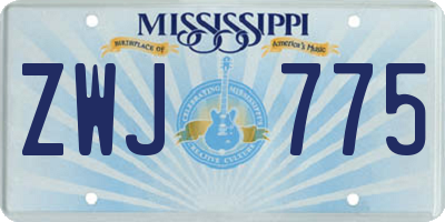 MS license plate ZWJ775