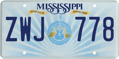 MS license plate ZWJ778
