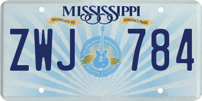 MS license plate ZWJ784