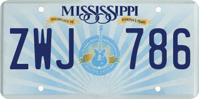 MS license plate ZWJ786