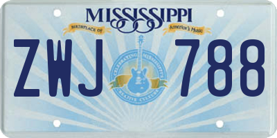 MS license plate ZWJ788