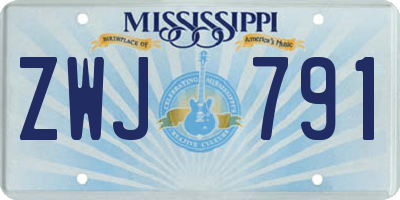 MS license plate ZWJ791