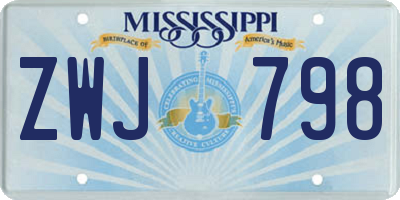 MS license plate ZWJ798