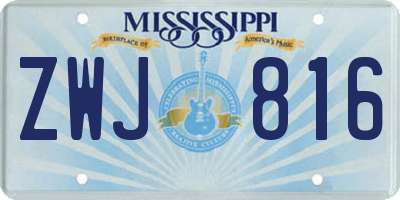 MS license plate ZWJ816
