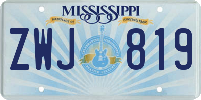 MS license plate ZWJ819