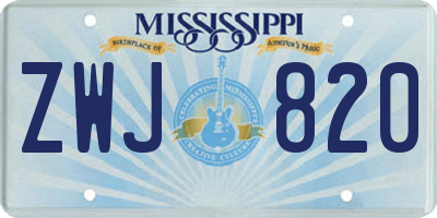 MS license plate ZWJ820
