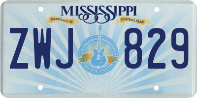 MS license plate ZWJ829