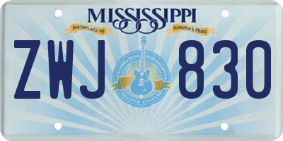 MS license plate ZWJ830