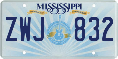 MS license plate ZWJ832