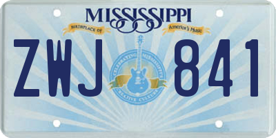 MS license plate ZWJ841